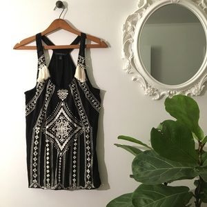 Embroidered Tank with Tassels and Beads 😍